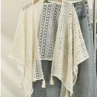 New Tassel Hollowed-out Knitwear Bohemian Ethnic Style Ladies' Crochet Shawl Beach Wear Sunscreen Women Cape Spring Autumn