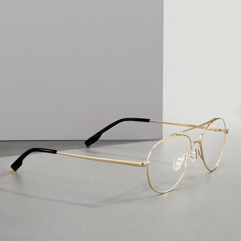 Men Women Double Bridge Eyeglasses Frame Metal Full Rim Pilot Glasses Frame With Spring Hinge For Optical Prescription Lenses