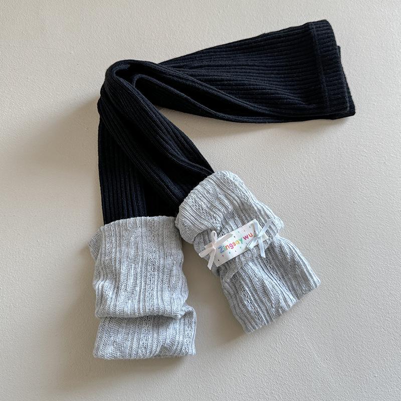 2025 Korean Style Knitted Scrunch Leggings & Tights Combo - Nine-Point Girls' Cotton Leg Warmers