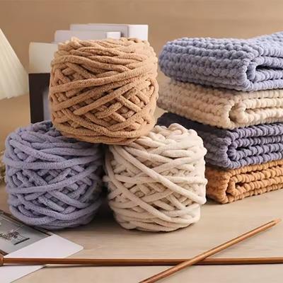 Single Strand Soft Milk Cotton Blends Polyester Blended Chenille Wool Yarn Chunky for Hand Knitting DIY Crochet Hat Scarf Thread