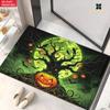 2D Flat 1pc 850gsm Velvet Door Mat Green Moon Art HD Printed Kitchen Rugs,Non-Slip Yoga Mats,Absorbent Machine Washable Polyester Rug for Bathroom,Liv