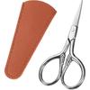 Small Precision Scissors Stainless Steel Facial Grooming Straight Tip Snips Professional Beauty Vintage Eyebrows Clippers Kit with Leather Case for