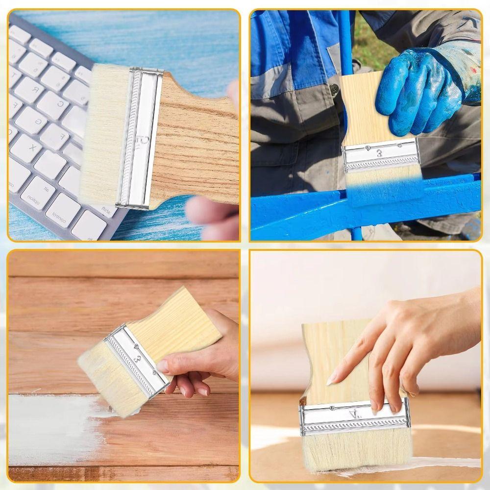 3/4Pcs 2/3/4/5in Flat Paddle Paint Brushes Multipurpose Artist Painting Brushes  for Furniture