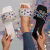 Fashion Summer Designer New Flat Heel Rhinestone Slippers Women Fashion All-match Rhinestones Sandals Outdoor Beach Slides Slippers