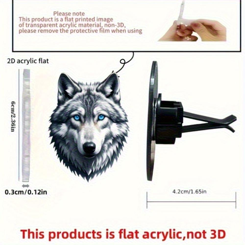 2D Flat Wolf Car Vent Clip Decorative Diffuser (fragrance Not Included), Car Interior Decoration, Aromatherapy Clip, Ideal for Holiday Gifts