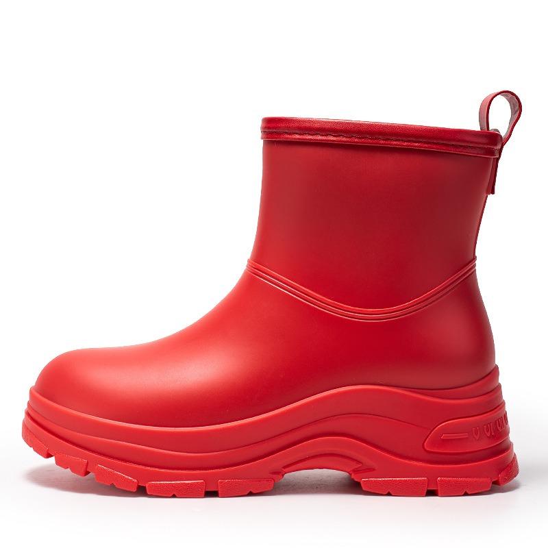 New Rain Shoes Women's Short Rubber Shoes Adult Non-slip Water Boots Thick-soled Water Shoes Fleece Short Thickened Rain Boots Women