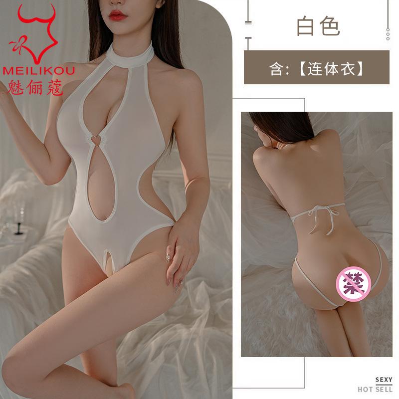 Sexy underwear autumn new sexy neck onesie pure want to open the file at home to show buttocks temptation uniform