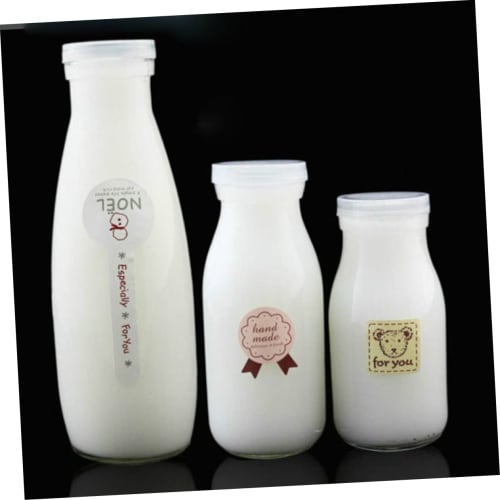 HOLIDYOYO 5-Piece 500ml Glass Milk Containers, Vintage Milk Bottles, Drink Containers, Fresh Milk Bottles, Mini Juice Bottles, Coladores, Small Bottle