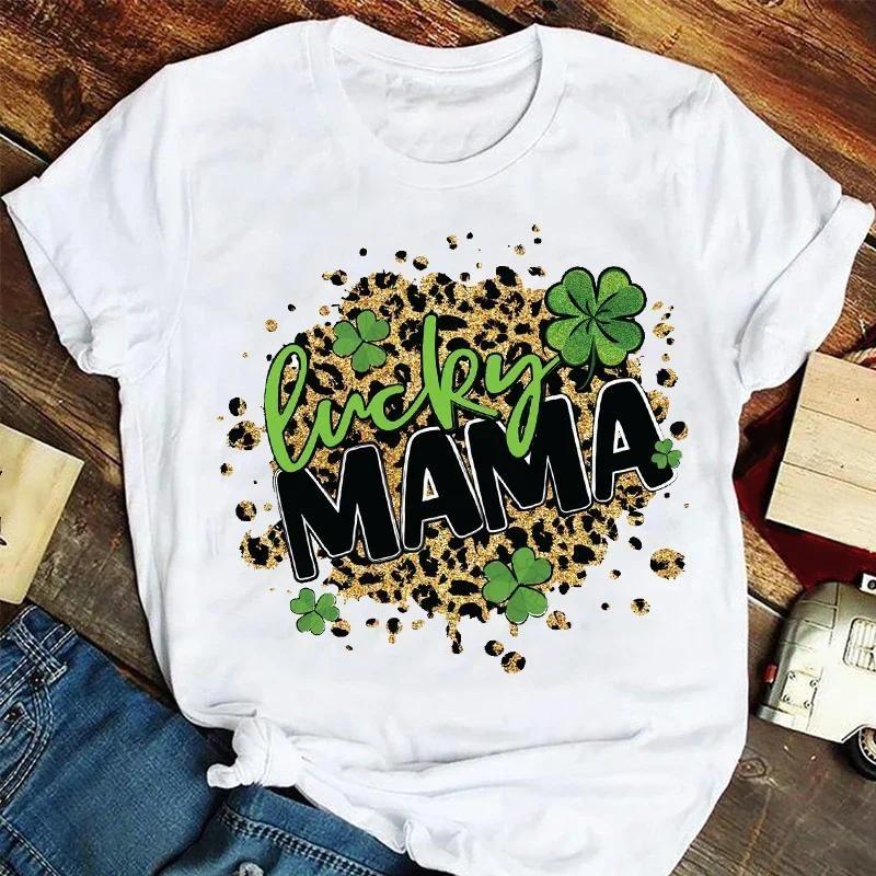 Mother Fashion Clothes Stylish T Tshirt Top Lady Print Girl Tee T-Shirt T-shirts Women Cartoon Leopard Letter Trend Mama Mom