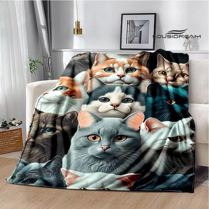 3D Cute Cat Printed Blanket Flannel Warm Blankets Soft and Comfortable Blanket Bed Linings Cubre Cama Birthday Gift