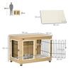 PawHut Dog Crate Pets Dog Cage on Stand with Removable Cushion Steel Wood Look 90 x 58 x 65 cm