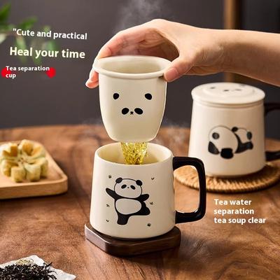 Gianxi Panda Teetasse Teetrennung Keramik Markentasse Mit Deckel Für Damen Persönliches Büro Wasserbecher Keramiktasse