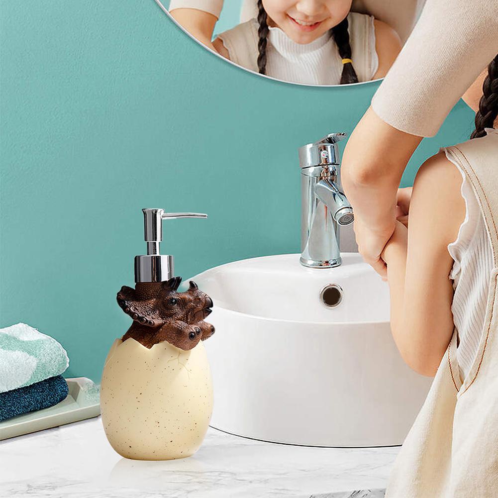 Bathroom Liquid Soap Dispensers Reusable Hand Pump Dispenser Bottle Cute Dinosaur Bottle Prevent Leakage for Cosmetics Detergent