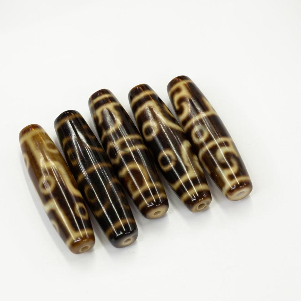 Taiwanese Black Gold Three-Eyed Dzi Agate Beads for DIY Wenwan Bracelets and Necklaces