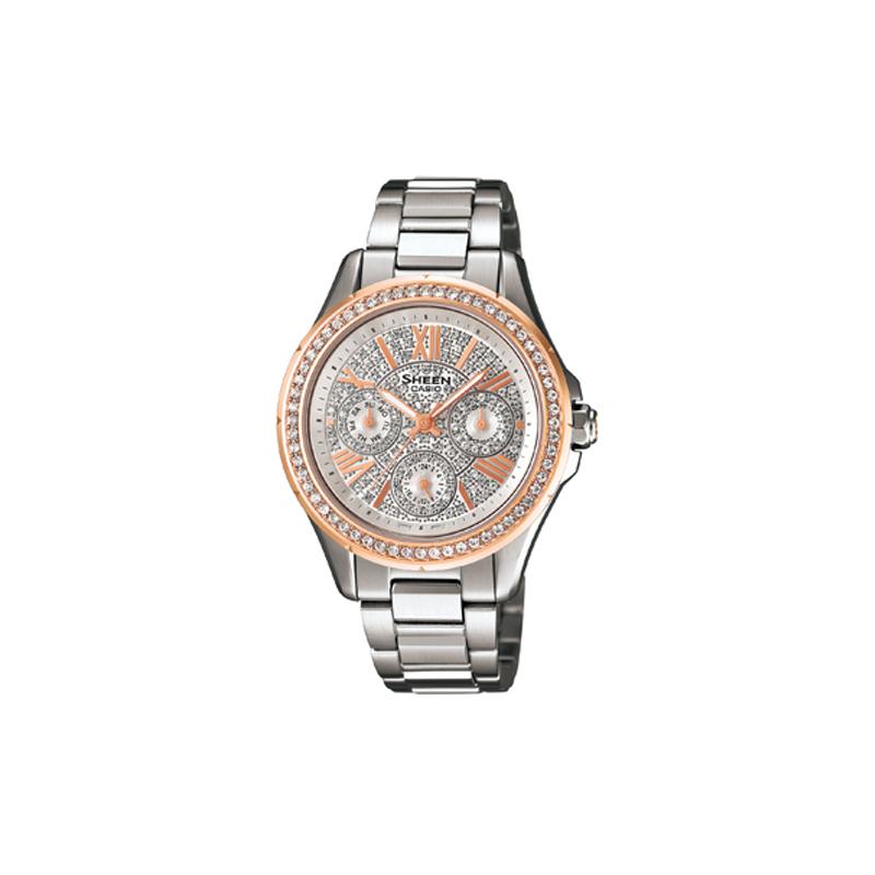 

Casio SHEEN 50m waterproof quartz movement stainless steel strap Japanese and Korean watch women s watch silver dial SHE-3504SG-7AU срібний