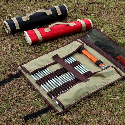 Outdoor Tent Stake Storage Bag with Mesh Pocket Foldable Waterproof Hiking Hunting