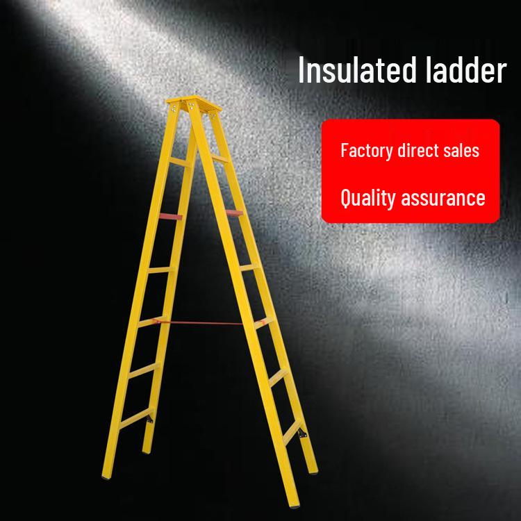 Insulated Fiberglass A-frame Telescopic Ladder for Electricians and Engineers No