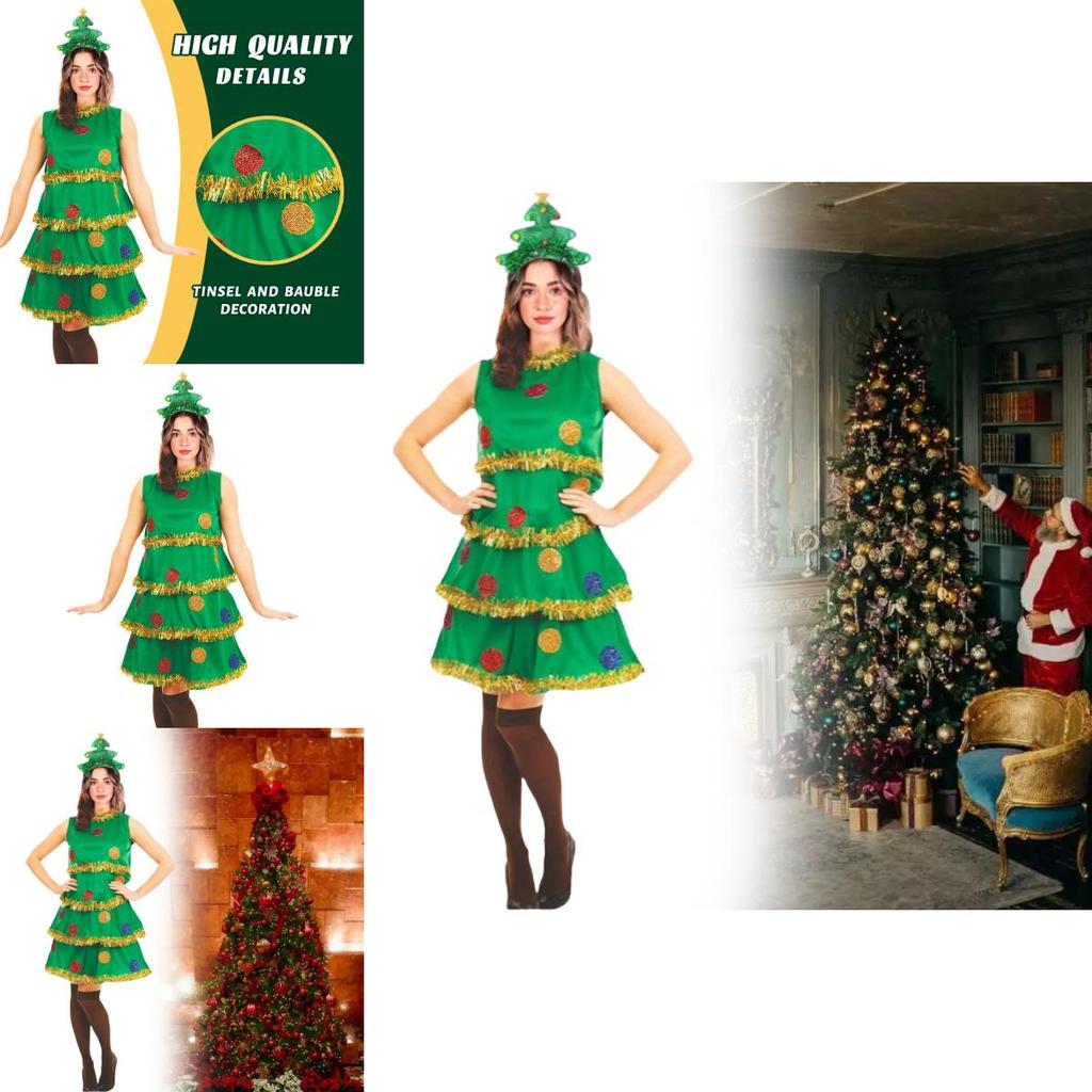 Christmas Tree Cosplay Costume For Women With Polyester And Nylon Material Suitable For Festive Events