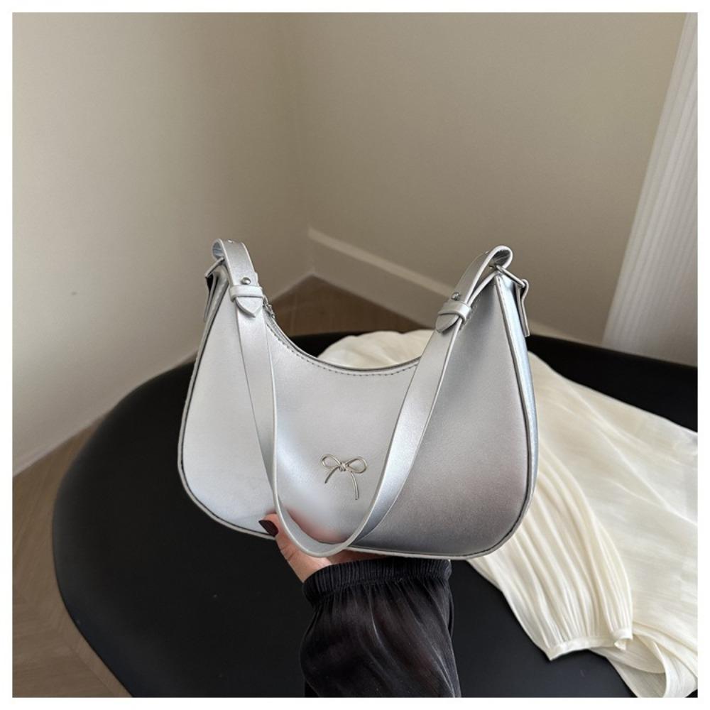Luxury New Design Bowknot Armpit Bag Solid Color Large Capacity Y2K Handbag PU Leather Bowknot Underarm Bag