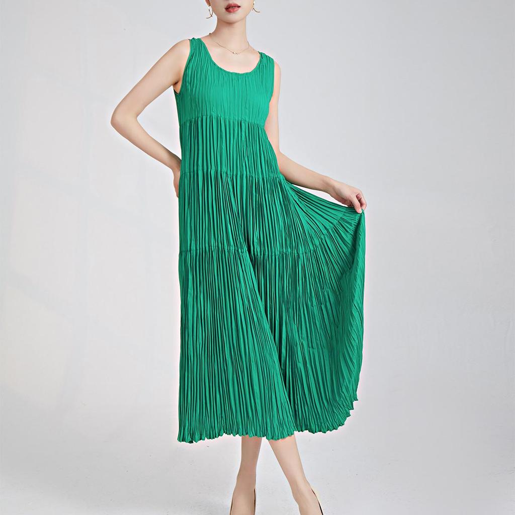 High-End Sleeveless Summer Pleated Skirt for Women