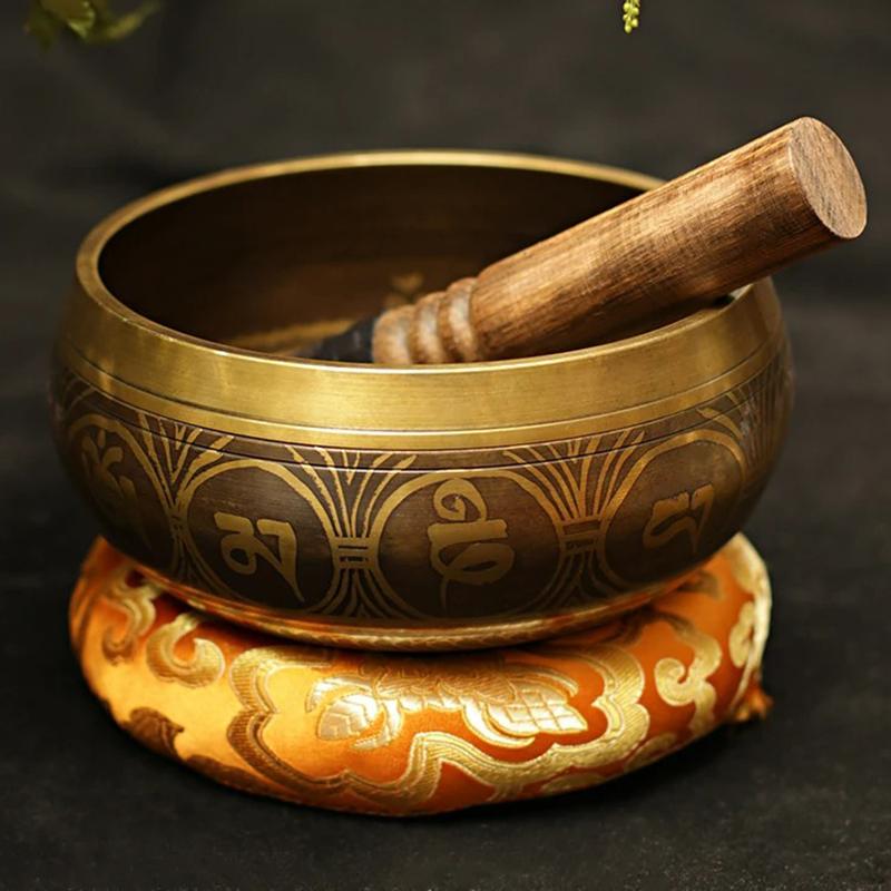 Mosiężna misa śpiewająca, instrumenty perkusyjne, medytacja, joga, muzyka, metalowa misa, łagodzenie stresu, leczenie