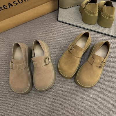 Thick-soled Retro Women's Shoes Spring New Single Women's Shoes Outer Wear Buckle Bag Head Casual Shoes