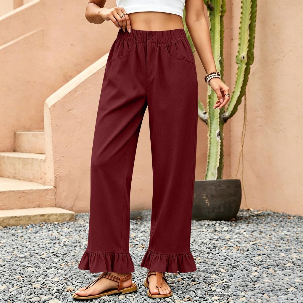 Women's Color Drawstring Yoga Pants with Pockets Loose Fit for Gym and Casual Wear