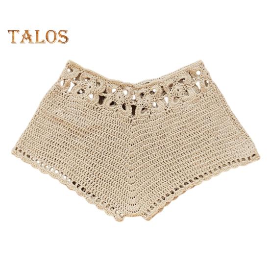 

Женские плавки сексуальные пляжные плавки бикини ручной работы полые вязаные крючком вязаные шорты для плавания пляжная одежда S бежевый