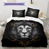 Black and White Lion Pattern Bedding Quilt Set  Home Decoration  Gift (1 * duvet cover + 2 * pillowcase  without core)