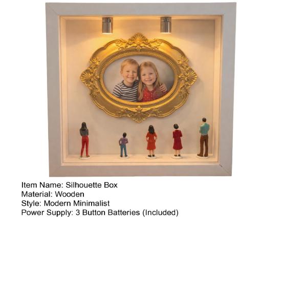 DIY Mini Museum Silhouette Box with LED Light Mini Museum Frame Kit with 5 Figurines And 1 Frame Personalized Photo Display Case for Wedding Birthday