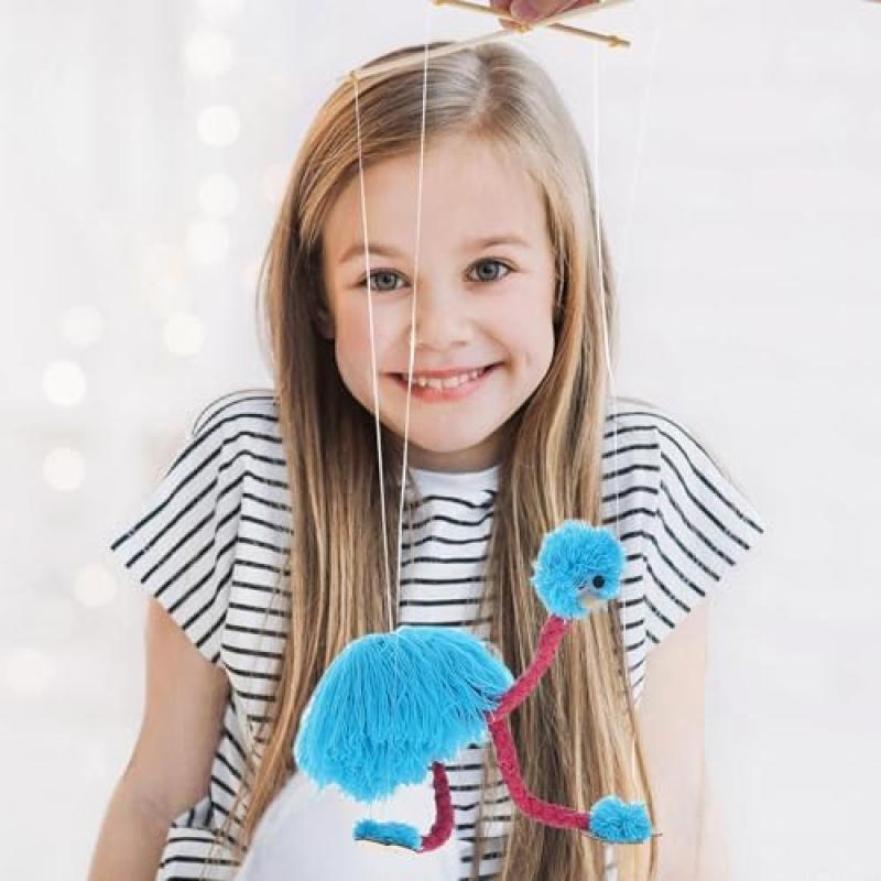 TOYANDONA Plüsch Straußen Marionette Puppe Tierform Lebhaftes Design Interaktives für Junge Mädchen Fingerfertigkeit Kreativität Himmelblau