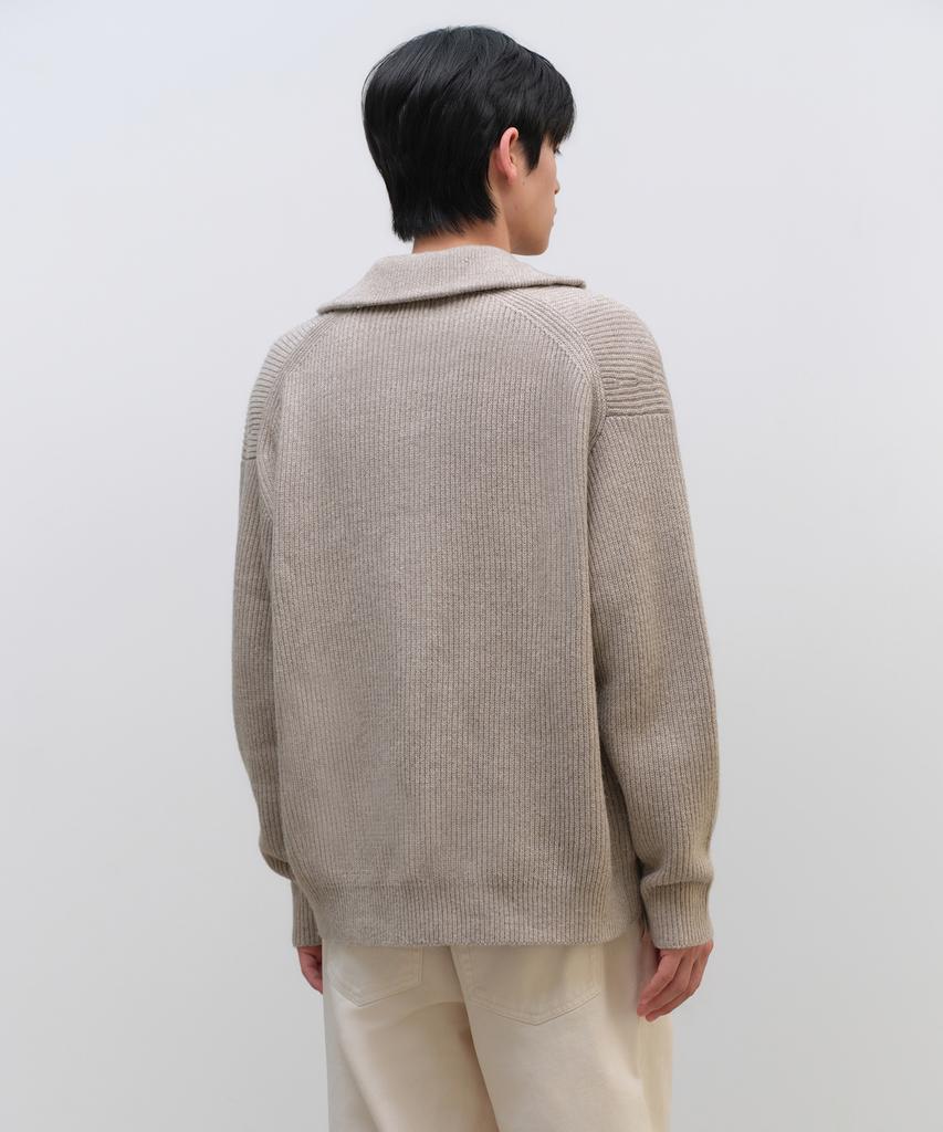 Musinsa Standard Relaxed Ribbed Half Zip Knit [Oatmeal]