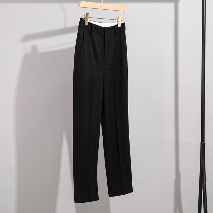 

Женские удобные драпированные узкие брюки-сигареты длиной девять точек - Универсальные, повседневные и гладкие для поездок на работу весной и осенью Small чёрный