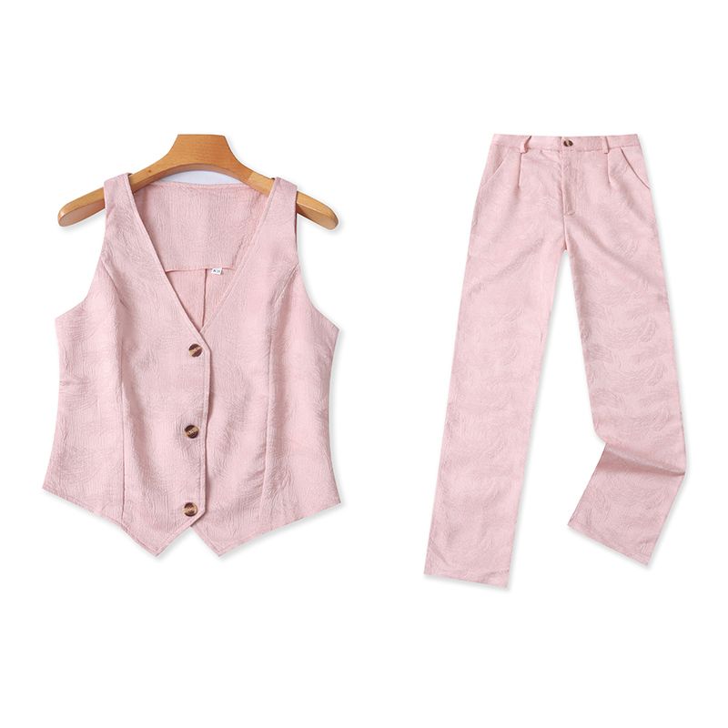 

Костюмный жилет + брюки прямого кроя Костюм Весна и Осень Новое поступление Внешняя торговля Женская одежда Мода Стройнящий Молодежный Жаккард 30512 Pink B- 7-33-2 XS