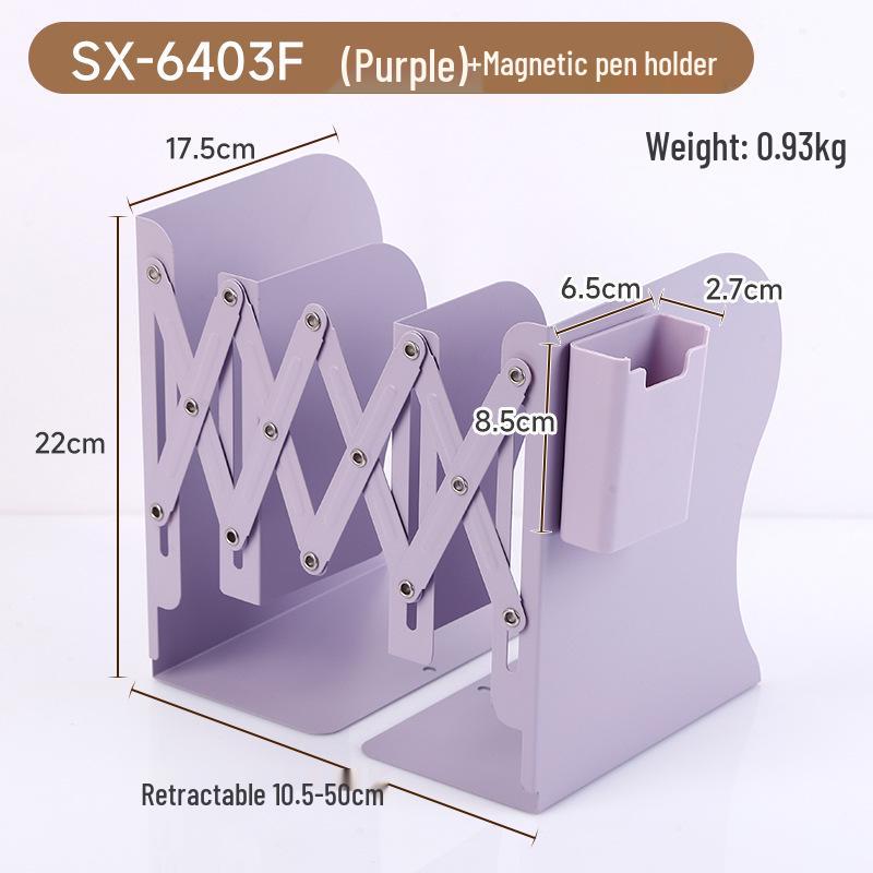 Magnetic Retractable Book Stand with Pen Holder - Desktop Bookcase Divider and Folding Fixer.