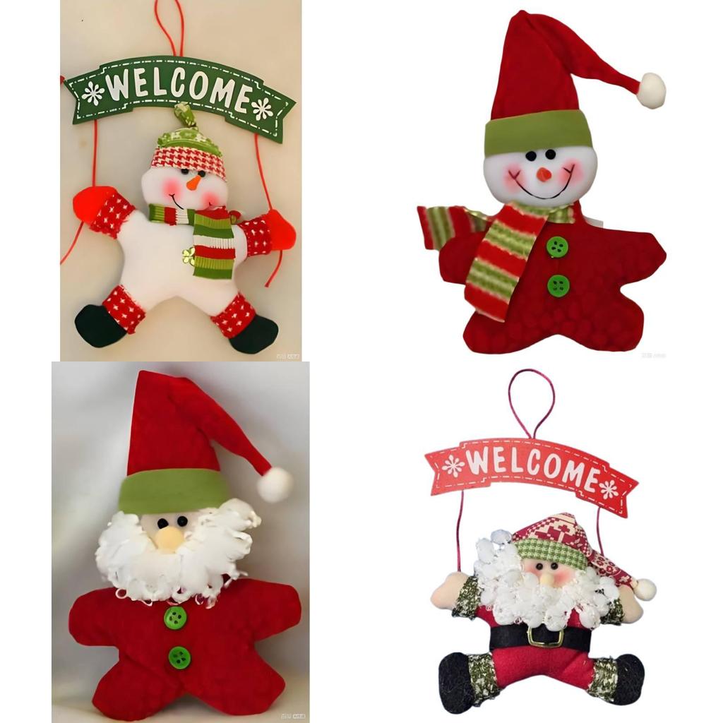 Świąteczne drewniane ozdoby z trójwymiarowym Świętym Mikołajem i bałwanem do dekoracji świątecznych