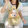 Schoolbag Japanese Cartoon Bear Head Flip Backpack Girl Style Simple Star Floral Backpack Portable Storage Travel Bag