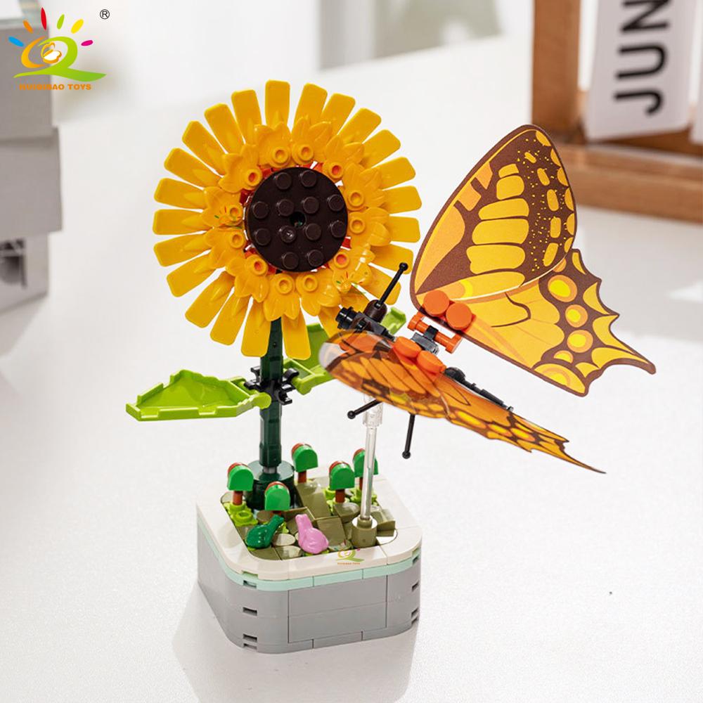 Non-Toxic Moc Insect Flower Building Blocks Flowerpot Bonsai Romantic Gift For Children Bricks Diy Potted Plants Model Kids Ornament