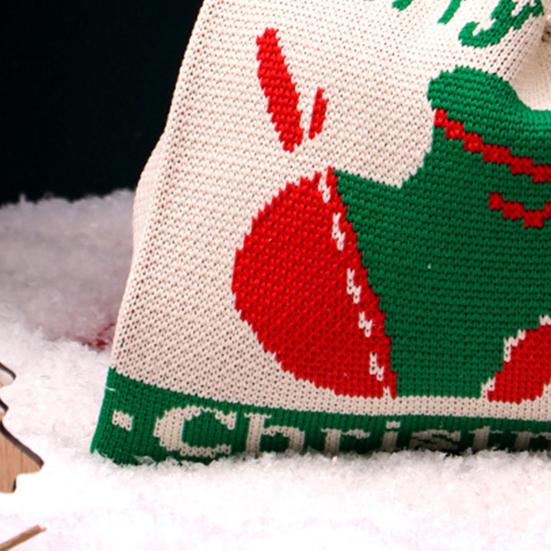 Christmas Gift Bag Knitted Xmas Tree Handbag Christmas Eve Party Favor Bag Reusable Gift Pouch for Festive Gift Packaging