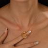 European and American simple round titanium steel necklace women's niche design sense temperament versatile hollow ring collarbone chain