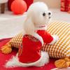 Puppy dog clothes New Year's blessing is coming, festive Teddy Yorkshire New Year's greetings turtleneck fur edge pet two-legged cotton-padded coat