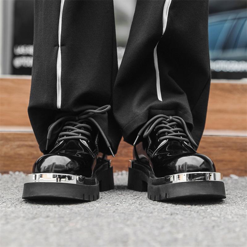 2024 new British platform leather shoes trendy men's iron head derby shoes niche ins casual shoes 3204-J