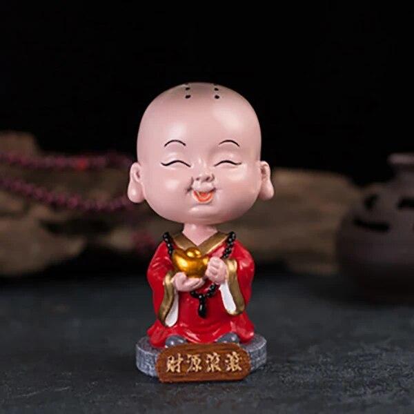 Ornamente pentru mașină rășină drăguț cu cap scuturator călugăr Buddha figurină decorare auto casă interior interior tablou de bord accesorii decor