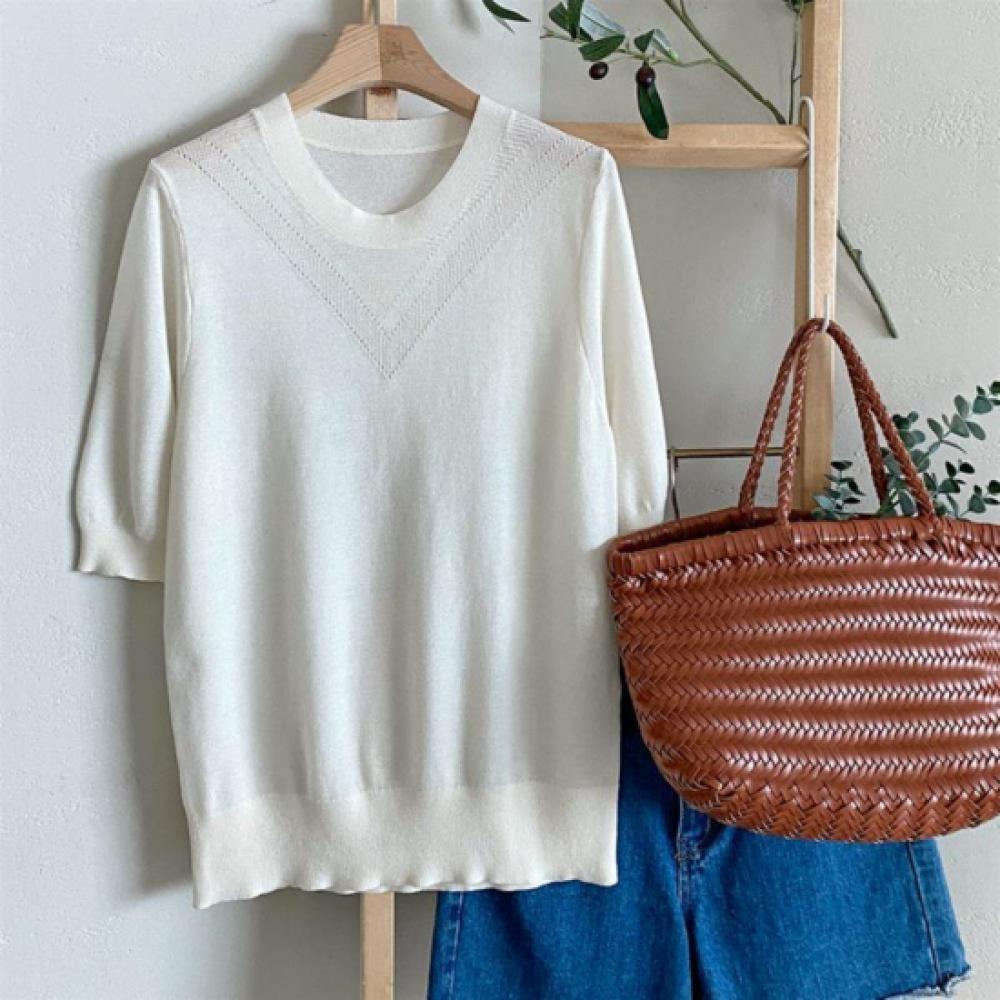 New ArrivalS Open Run Women ClaSSic Triangle Punching ViScoSe Round Neck Short S