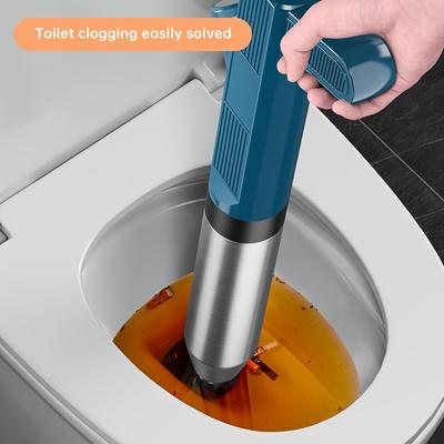 Desatascador de Desagüe, Juego de Desatascador de Inodoro, Herramienta para Eliminar Atascos de Desagüe, Pistola de Aire a Presión para Desagües con Manómetro Visual, Acero Inoxidable