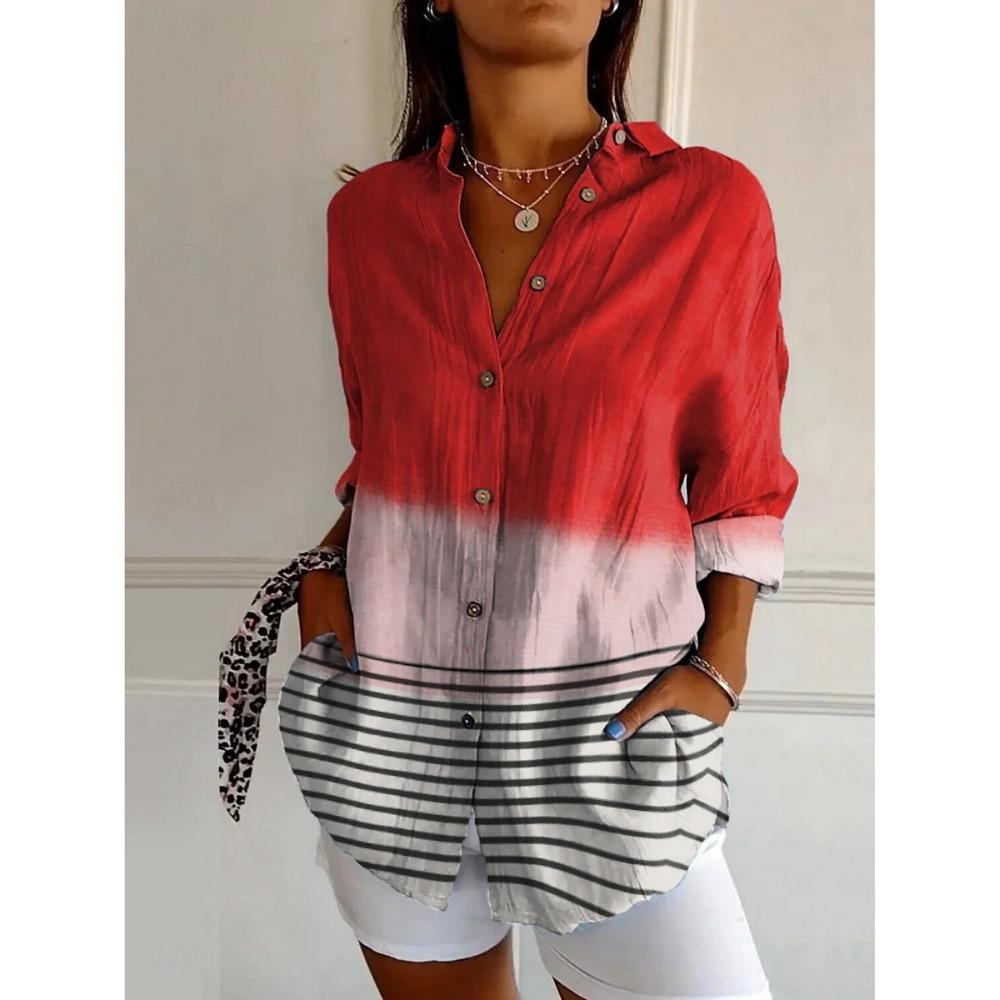 Sommer Damenhemd Blume Aktiv Stilvolle Bluse Reverskragen Bluse Damen Langarmhemden Damenkleidung Damenkleidung