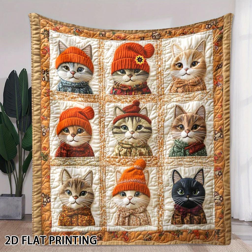Vintage Patchwork Dinosaur Flat2D Digital Print Flannel Throw Blanket - Soft Warm and Living Room Blanket for Multiple Patchw