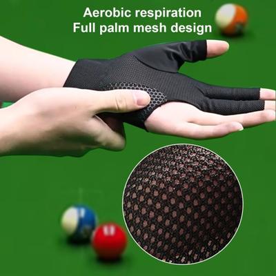 1 Stück Billardhandschuh, rutschfest, schweißabsorbierend, atmungsaktiv, für Männer und Frauen, linke Hand, Snooker-/Queue-Sport, 3-Finger-Handschuh, Billard-Zubehör