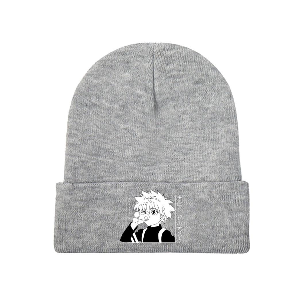 Kawaii Hunter X Hunter Killua Zoldyck Pletená čepice pro ženy Unisex Skullies Čepice Zimní čepice HXH Anime Manga Casual Cap