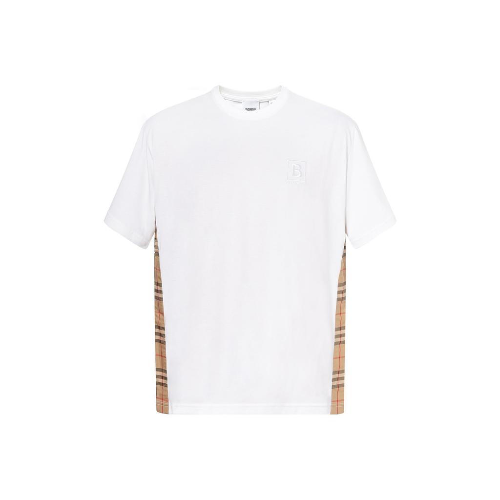 Burberry FW22 Check Panel Cotton T-shirt White 80615531